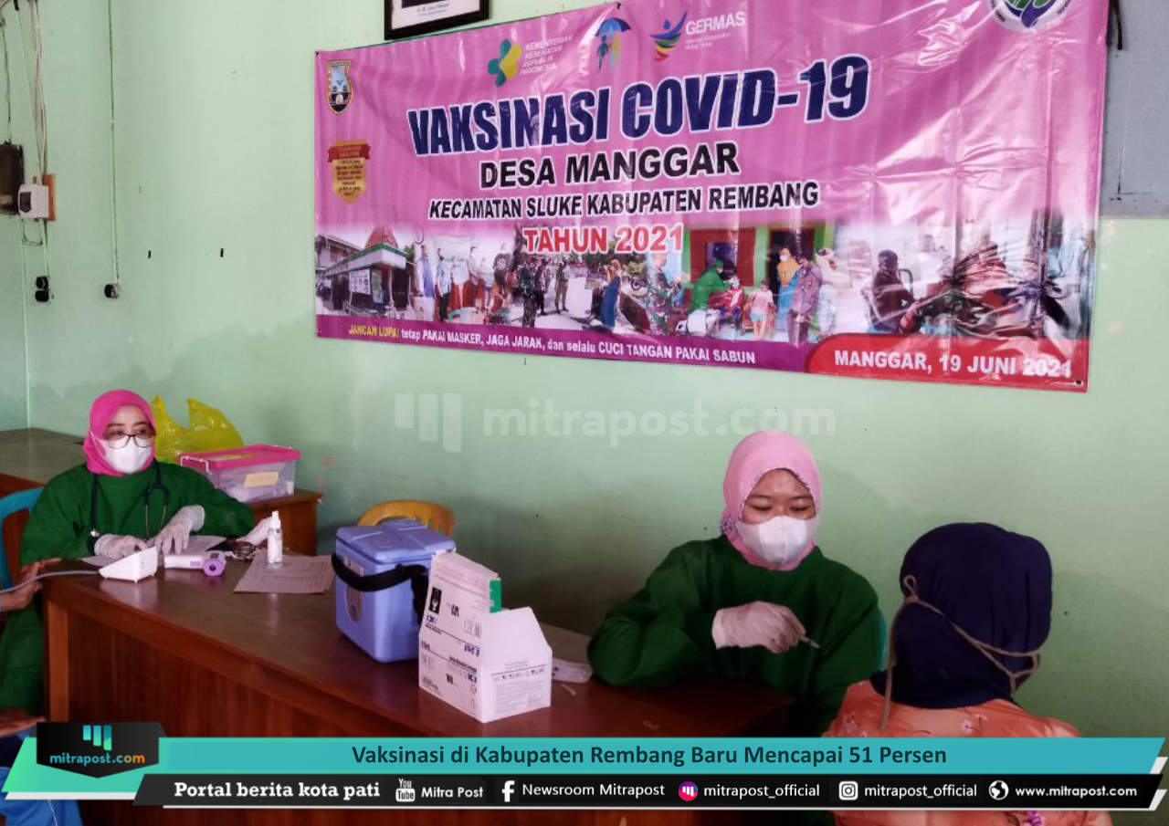 Vaksinasi di Kabupaten Rembang Baru Mencapai 51 Persen
