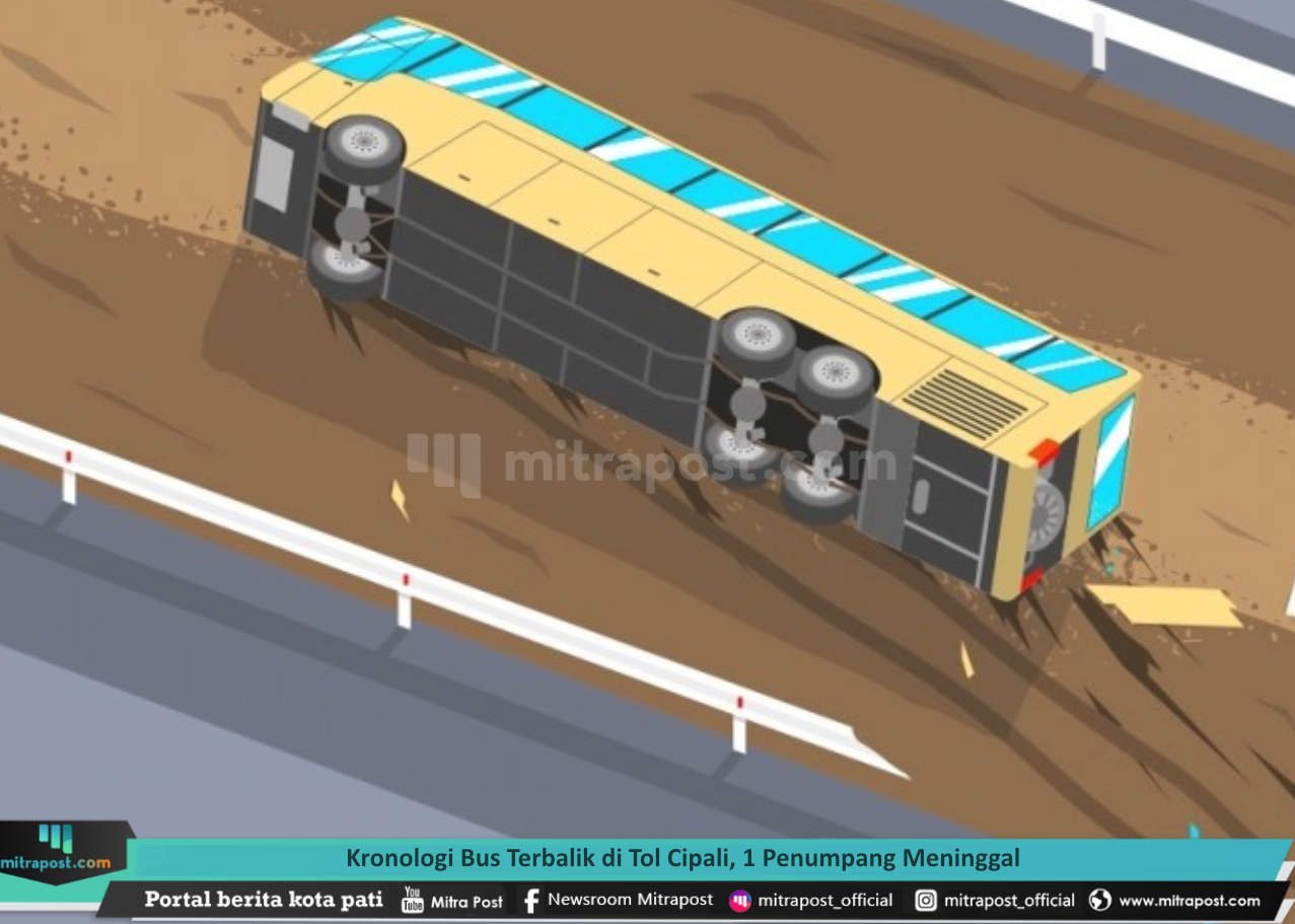 KRONOLOGI BUS TERBALIK DI TOL CIPALI, 1 PENUMPANG MENINGGAL