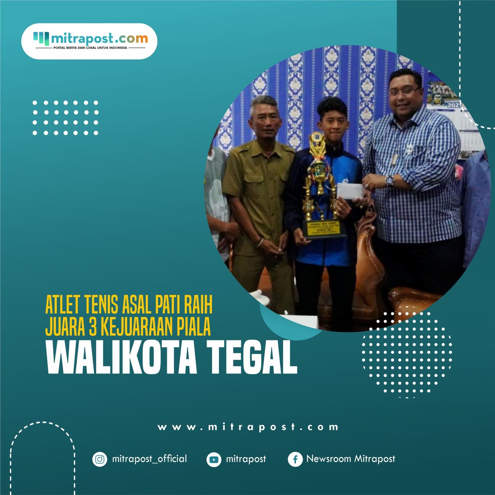 Atlet Tenis Asal Pati Raih Juara 3 Kejuaraan Piala Walikota Tegal