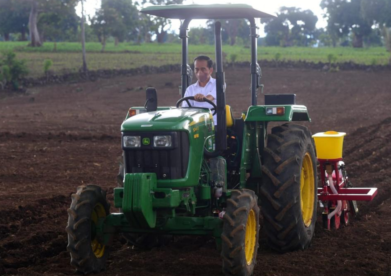 Operasikan Traktor, Jokowi Tanam Jagung Bersama Petani