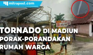 TELAH TERJADI BENCANA TORNADO DI MADIUN, YANG HANCURKAN BEBERAPA RUMAH WARGA