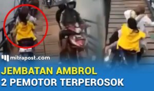 DETIK-DETIK JEMBATAN JEMBALAS AMBROL, PEMOTOR TERPEROSOK KE SUNGAI