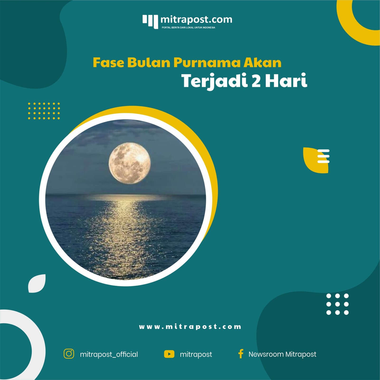 Fase Bulan Purnama Akan Terjadi 2 Hari