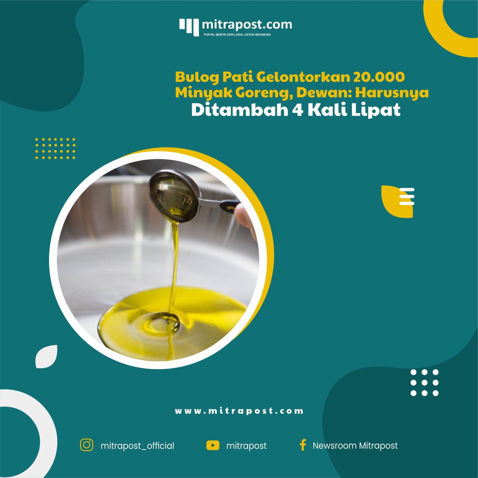 Bulog Pati Gelontorkan 20.000 Minyak Goreng, Dewan Harusnya Ditambah 4 Kali Lipat