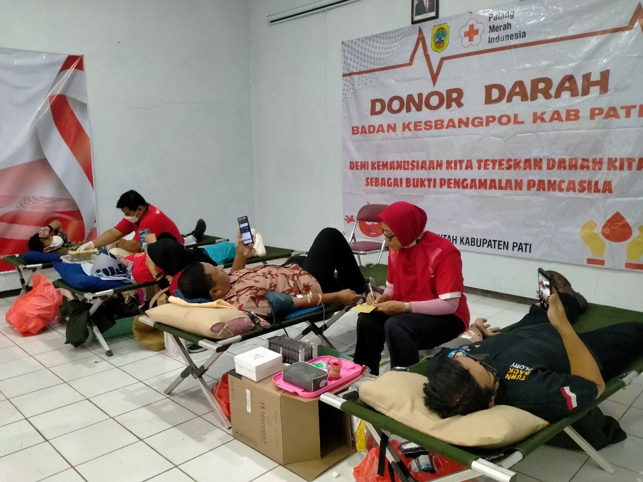 Rutin Digelar 3 Bulan Sekali, Kegiatan Donor Bakesbangpol Pati Sumbang 215 Kantong Darah