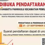 Bawaslu Pati Mulai Buka Pendaftaran Panwascam Pemilu 2024, Berikut Persyaratannya Bawaslu Pati Mulai Buka Pendaftaran Panwascam Pemilu 2024, Berikut Persyaratannya