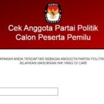 Foto : Tangkapan layar website KPU untuk mengecek keanggotaan Parpol (Sumber : Mitrapost.com/Anang SY)