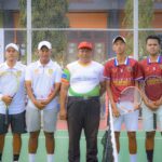 Foto : Tim ganda Tenis Lapangan beregu putra Kabupaten Pati saat berlaga di PORPROV XVI Tahun 2023 (Sumber : mitrapost.com/ Anang SY)