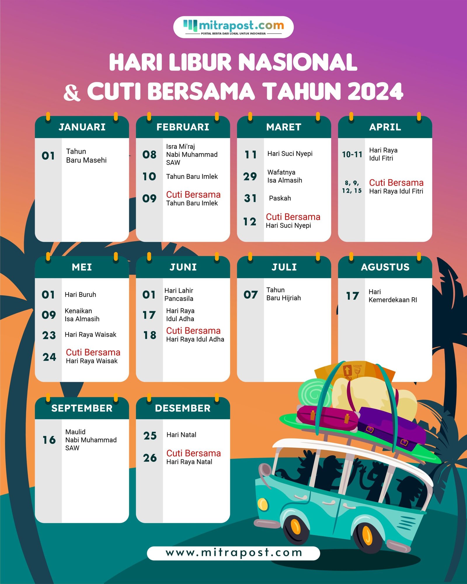 Infografik Daftar Hari Libur Nasional Dan Cuti Bersama 2024 Images