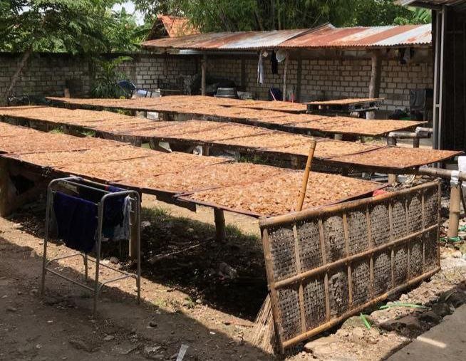 Foto : Saat penjemuran krupuk tengiri asal Pati (Sumber : Dokumentasi Pribadi)