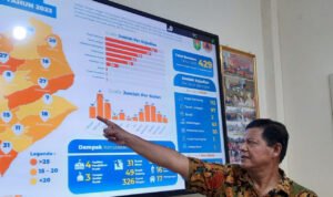 Foto: MHD. Muzamil saat menunjukan infografis bencana tahun 2023 dari ruang Pusdalops BPBD Kabupaten Magelang (magelangkab)