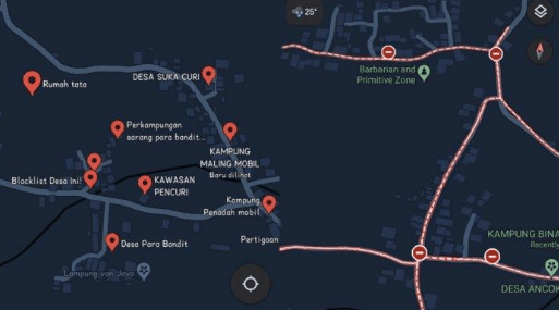 Tangkapan layar tag negatif Desa Sumbersoko di Google Maps