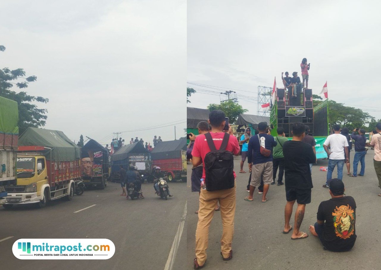 Foto : Demo aksi sopir truk Odol di lingkar Selatan Pati. (Sumber. Mitrapost.com/ Ilham)