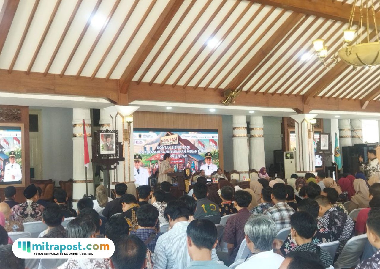 Foto : Kegiatan kontak bisnis bagi koperasi desa/kelurahan merah putih di Pendopo Kabupaten Pati, Selasa (24/06/2025) siang. (Sumber. Mitrapost.com/ Ilham)