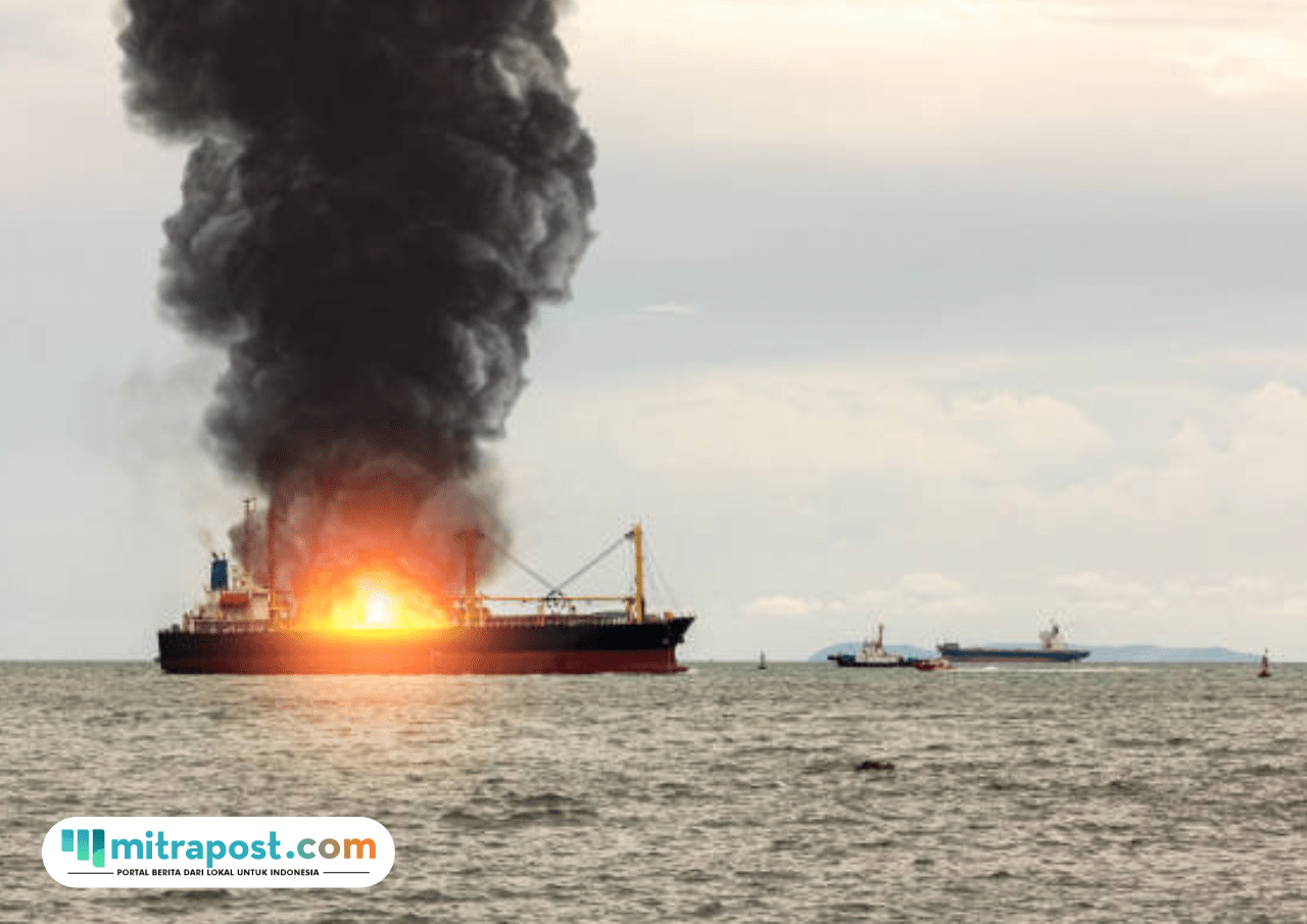 Foto: Ilustrasi kapal terbakar (sumber: istock)