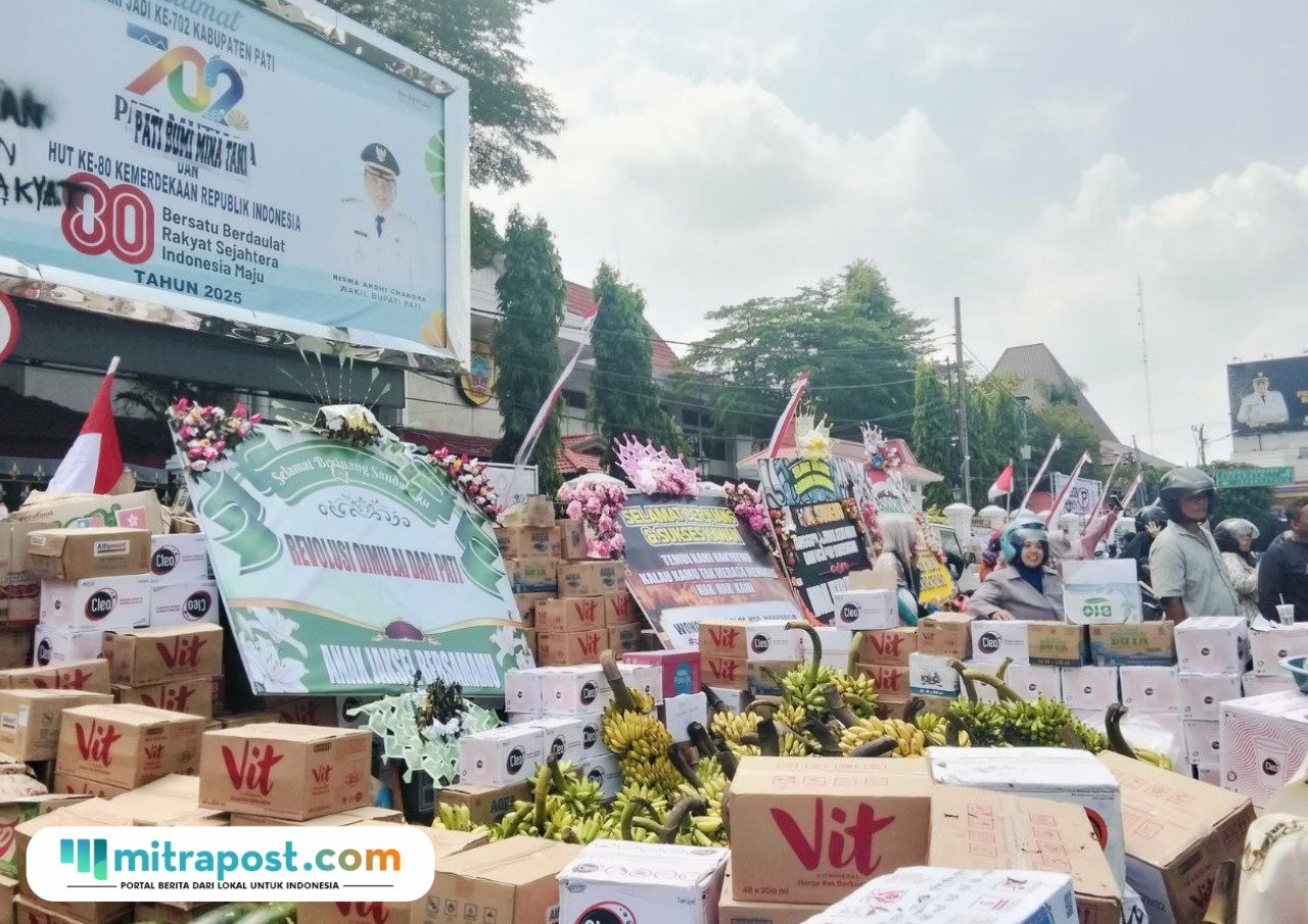Foto : Suasana di depan Kantor Bupati Pati jelang Aksi 13 Agustus. (Sumber. Mitrapost.com/ Ilham)