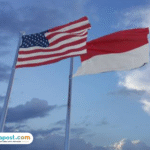 Foto: ilustrasi bendera Indonesia bersanding bendera AS (sumber: istock)