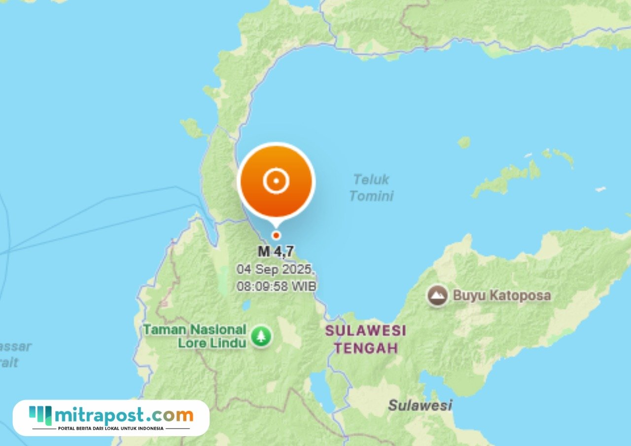 Peta lokasi gempa bumi Kabupaten Parigi Moutong, Sulawesi Tengah / laman BMKG Peta lokasi gempa bumi Kabupaten Parigi Moutong, Sulawesi Tengah / laman BMKG