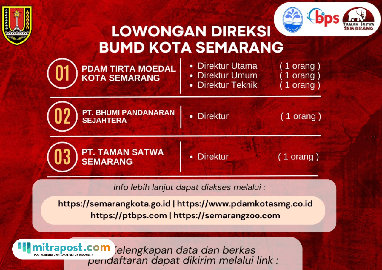 Foto: Pamflet Lowongan Direksi BUMD Kota Semarang (sumber: Pemkot Semarang) Foto: Pamflet Lowongan Direksi BUMD Kota Semarang (sumber: Pemkot Semarang)