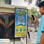Foto : Fasilitas layanan baca Scan Barcode di Alun-alun Simpang Lima Pati. (Sumber. Mitrapost.com/ Ilham)