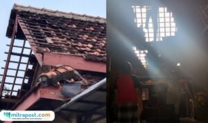 Foto: salah satu rumah di Desa Tambahagung Kecamatan Tambakromo diterjang angin puting beliung (Mitrapost.com/ Polsek Tambakromo) 