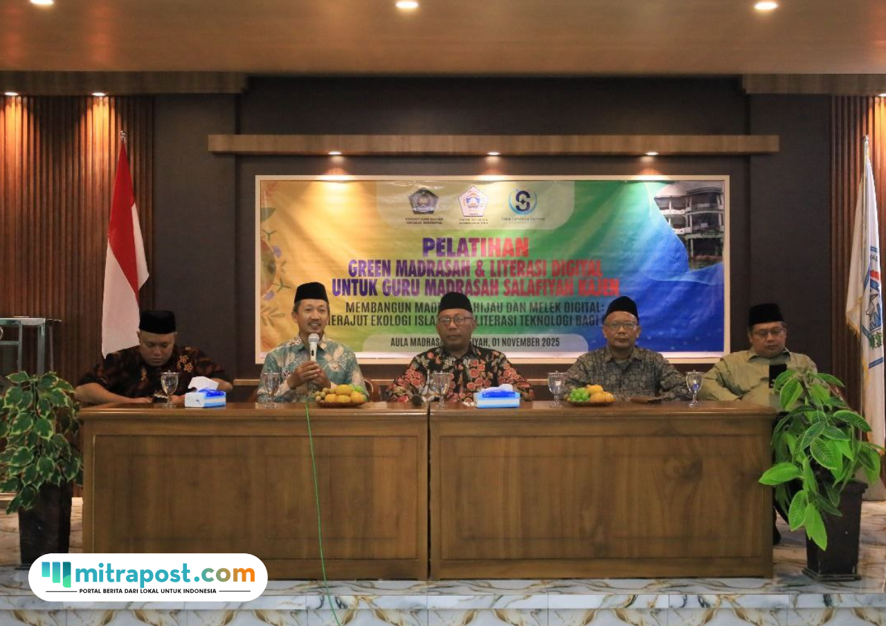 Foto: suasana Pelatihan Green Madrasah dan Literasi Digital yang diikuti 50 guru beserta perwakilan siswa dari berbagai jenjang RA, MI, MTs, MA hingga SMK di Aula Utama Madrasah Salafiyah Kajen, Sabtu (01/11/2025) (Mitrapost.com/ MA Salafiyah Kajen)