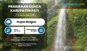 Prakiraan Cuaca Kabupaten Pati 9 November 2025: Waspada Hujan Ringan