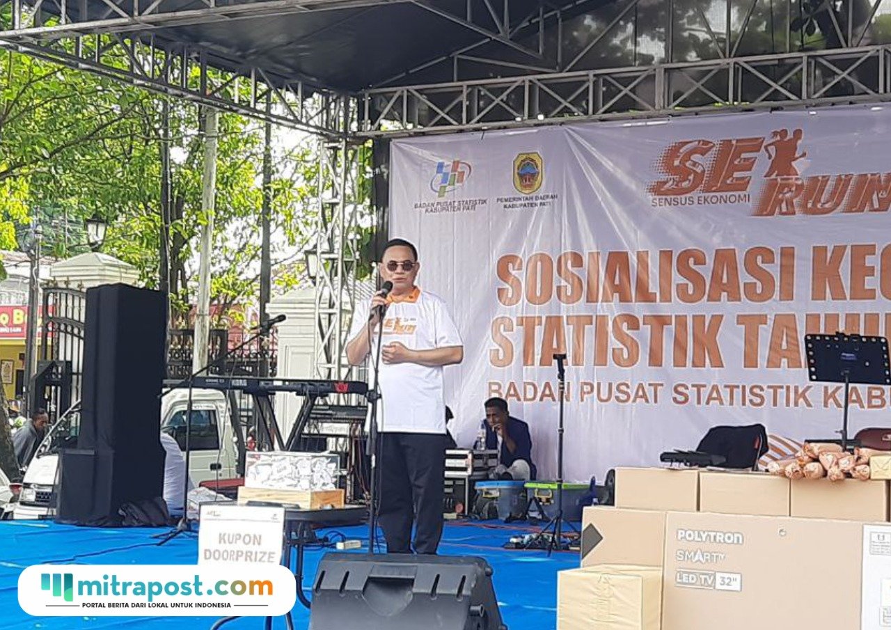 Foto: Bupati Pati Sudewo saat memberikan sambutan di SE Run 2025 (Mitrapost.com/ Kafi)