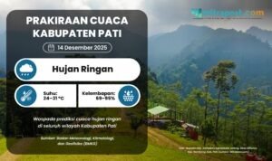 Potensi cuaca hujan ringan Kabupaten Pati pada Minggu (14/12/2025)