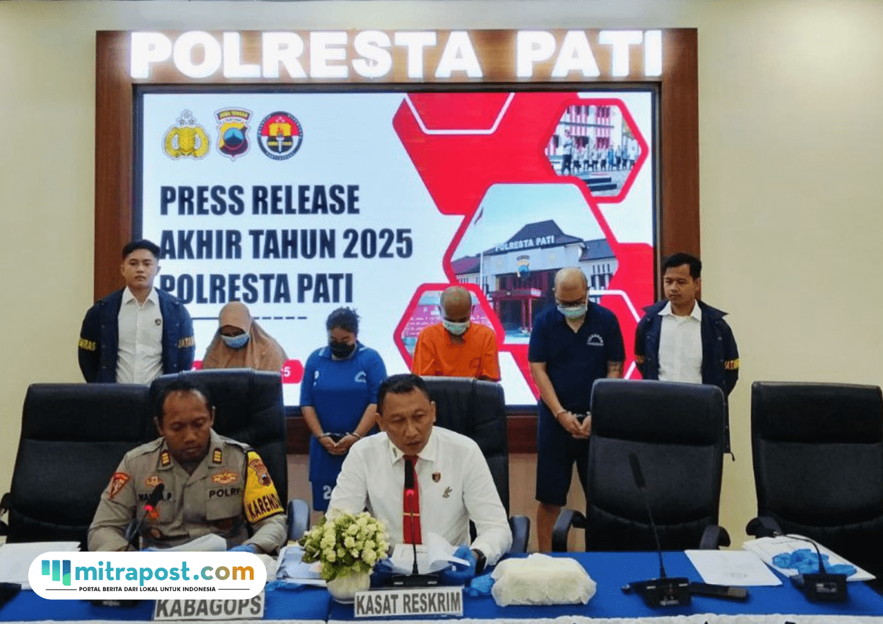 Foto : Konferensi Pers di ruang Sanika Satyawada, Polresta Pati Rabu (31/12/2025). (Sumber. Mitrapost.com/ Ilham)