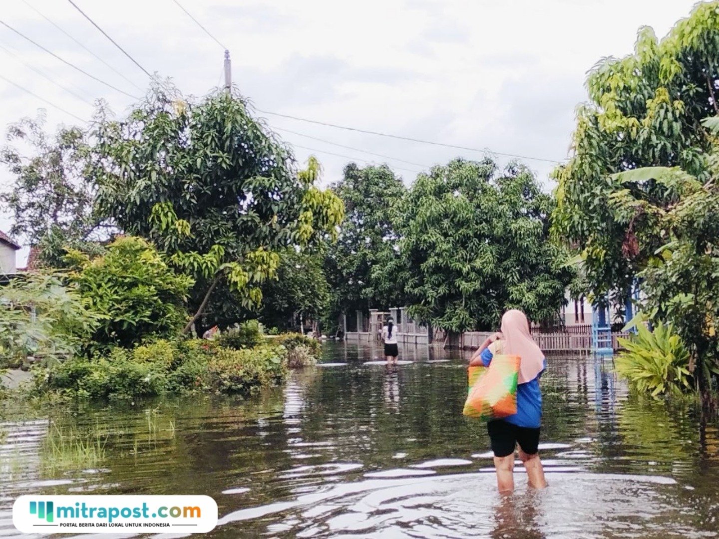 Foto : Kondisi banjir di Desa Tondomulyo Kecamatan Jakenan. (Sumber. Mitrapost.com/ Ilham)