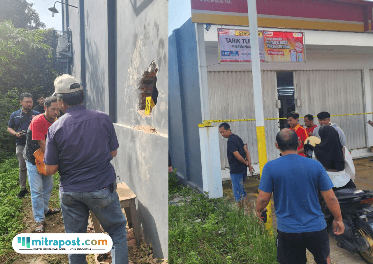 Foto : Tembok Alfamart di Desa Muktiharjo Kecamatan Margorejo Pati dibobol maling. (Dok. Polsek Margorejo Pati)