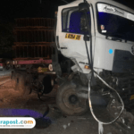 pati Foto : Kondisi Truk Trailer Tabrak pagar Koramil di Kecamatan Batangan Pati. (Dok. Polsek Batangan Pati)