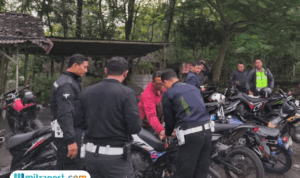 Satlantas Polres Klaten Tertibkan 27 Motor dengan Knalpot Brong yang Konvoi di Rowo Jombor