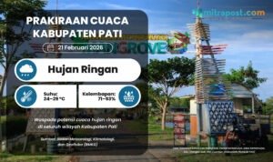 Akhir Pekan, Kabupaten Pati Berpotensi Diselimuti Cuaca Hujan Ringan