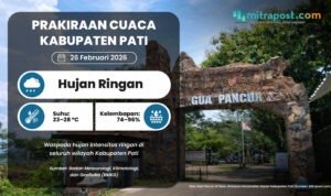 Cuaca di Pati Esok Hari Diperediksi Hujan Ringan Sejak Dini Hari Hingga Pagi