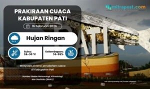 Hujan Ringan Berpotensi Landa Pati Awal Pekan Besok