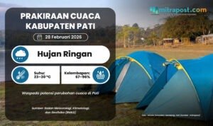 Hujan Ringan Berpotensi Landa Pati Besok