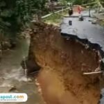 Foto : Talud dan jalan Sukolilo - Sumbersoko longsor (Tangkapan layar)
