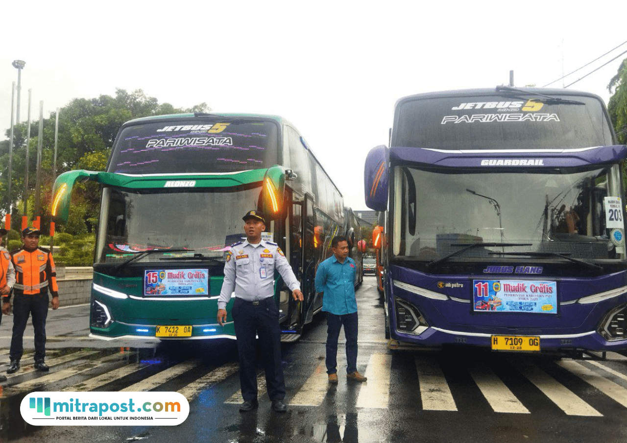 Foto : Armada bus persiapan menjemput para pemudik dari Jabodetabek tahun 2024 lalu. (Sumber. Mitrapost.com/ Ilham) Mudik Gratis