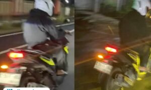 Foto : Tangkapan layar pelaku sedang menaiki sepeda motor Vario yang berhasil direkam oleh korban (Dok. Pribadi) Begal Payudara