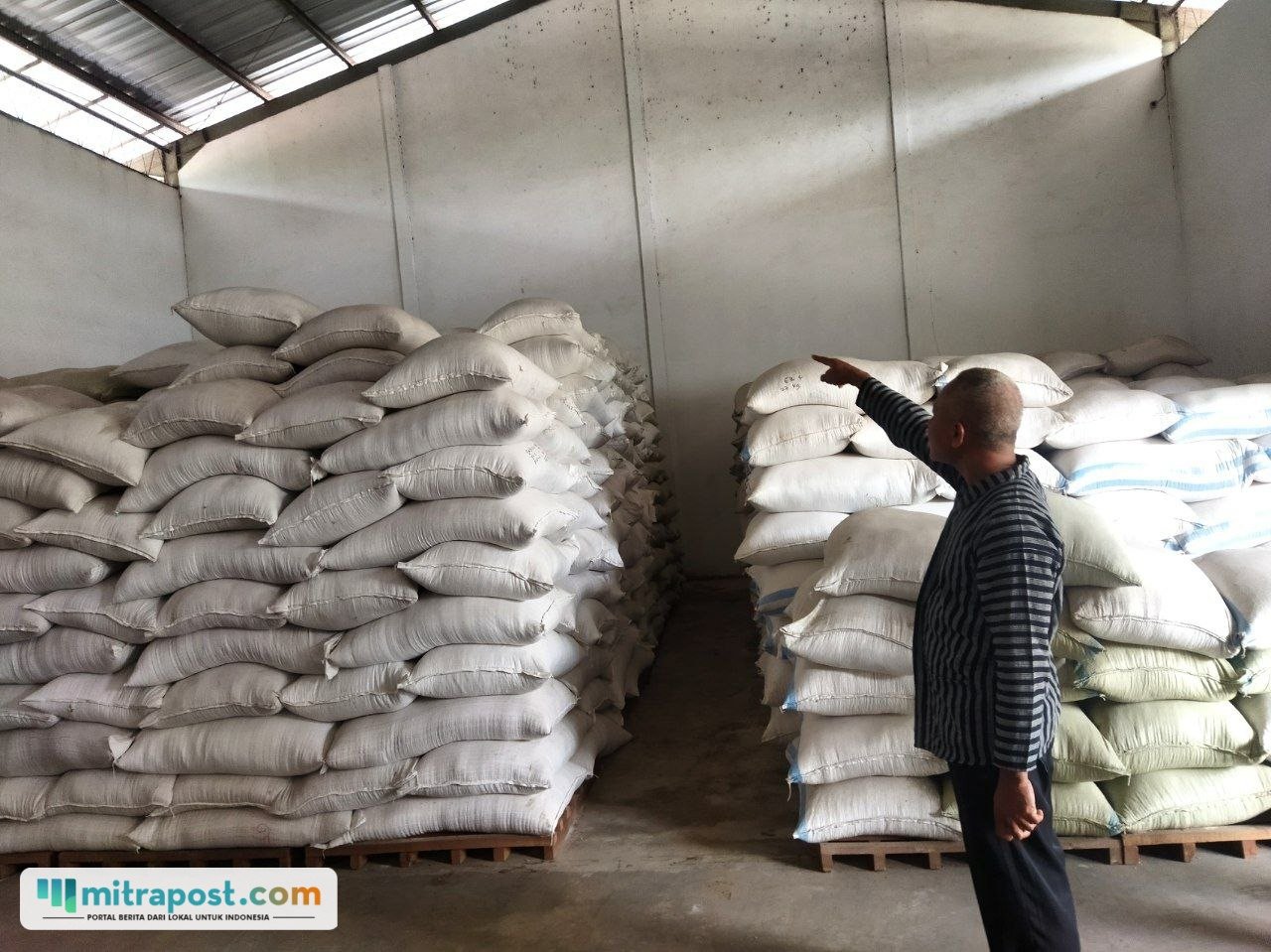 Foto : Gabah kering giling di gudang milik Pemkab Pati, Kecamatan Margorejo. (Sumber. Mitrapost.com/ Ilham)
