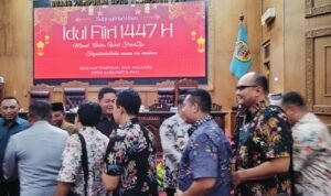 Foto : Momen halalbihalal di ruang rapat paripurna DPRD Kabupaten Pati. (Sumber. Mitrapost.com/ Ilham)