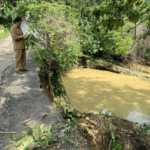 Foto : Kondisi Tanggul Jembatan Desa Lumbungmas Kecamatan Pucakwangi Pati. (Sumber. Mitrapost.com/ Ilham)