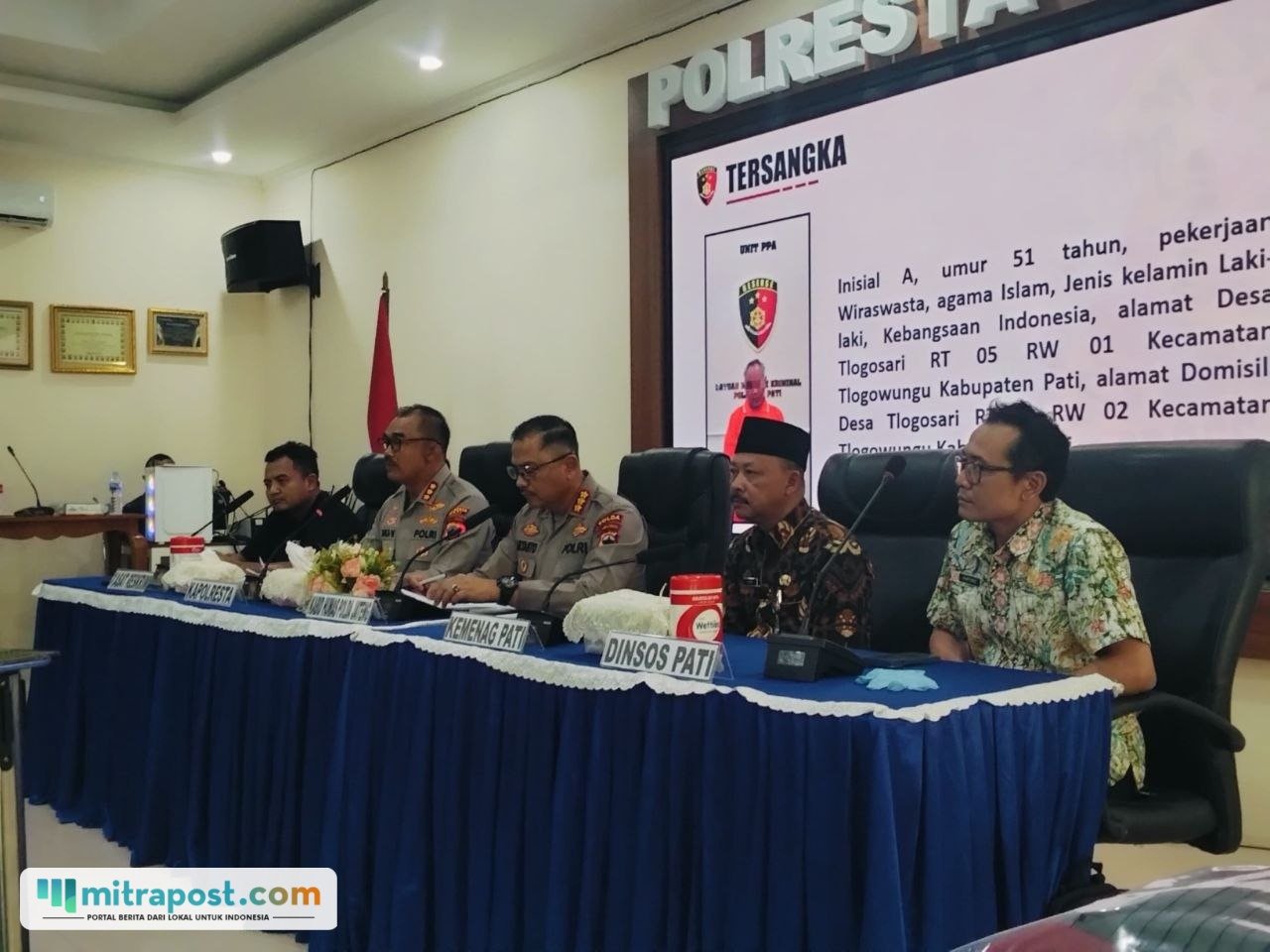 Foto : Konferensi Pers di lantai II Polresta Pati. (Sumber. Mitrapost.com/ Ilham)