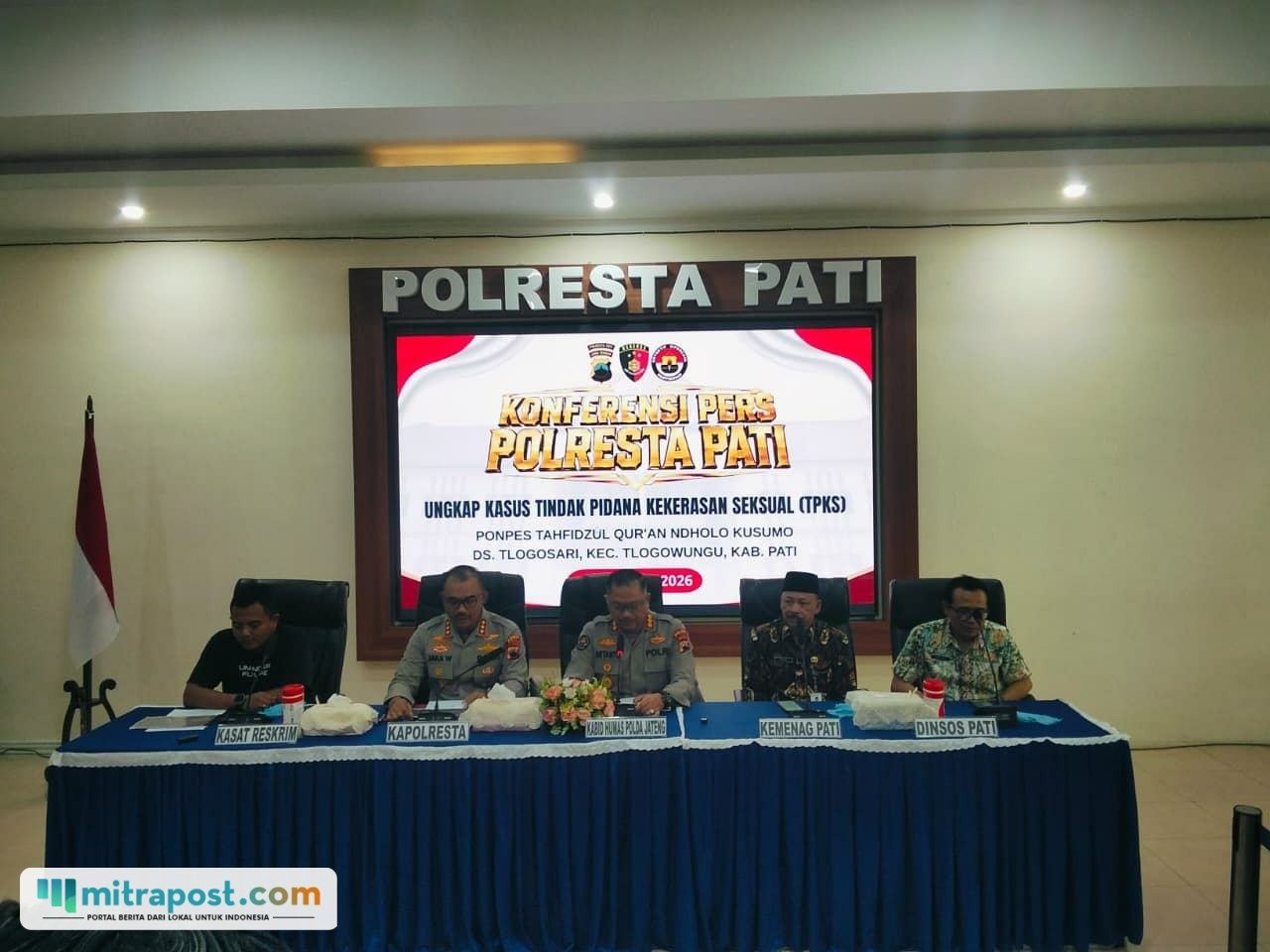 Foto : Konferensi Pers di lantai II Polresta Pati. (Sumber. Mitrapost.com/ Ilham)