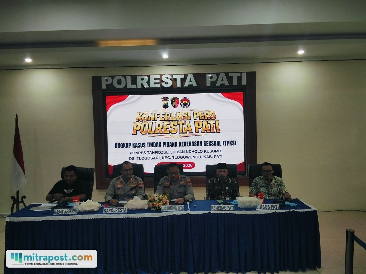 Foto : Konferensi Pers di Lantai II Polresta Pati. (Sumber. Mitrapost.com/ Ilham)