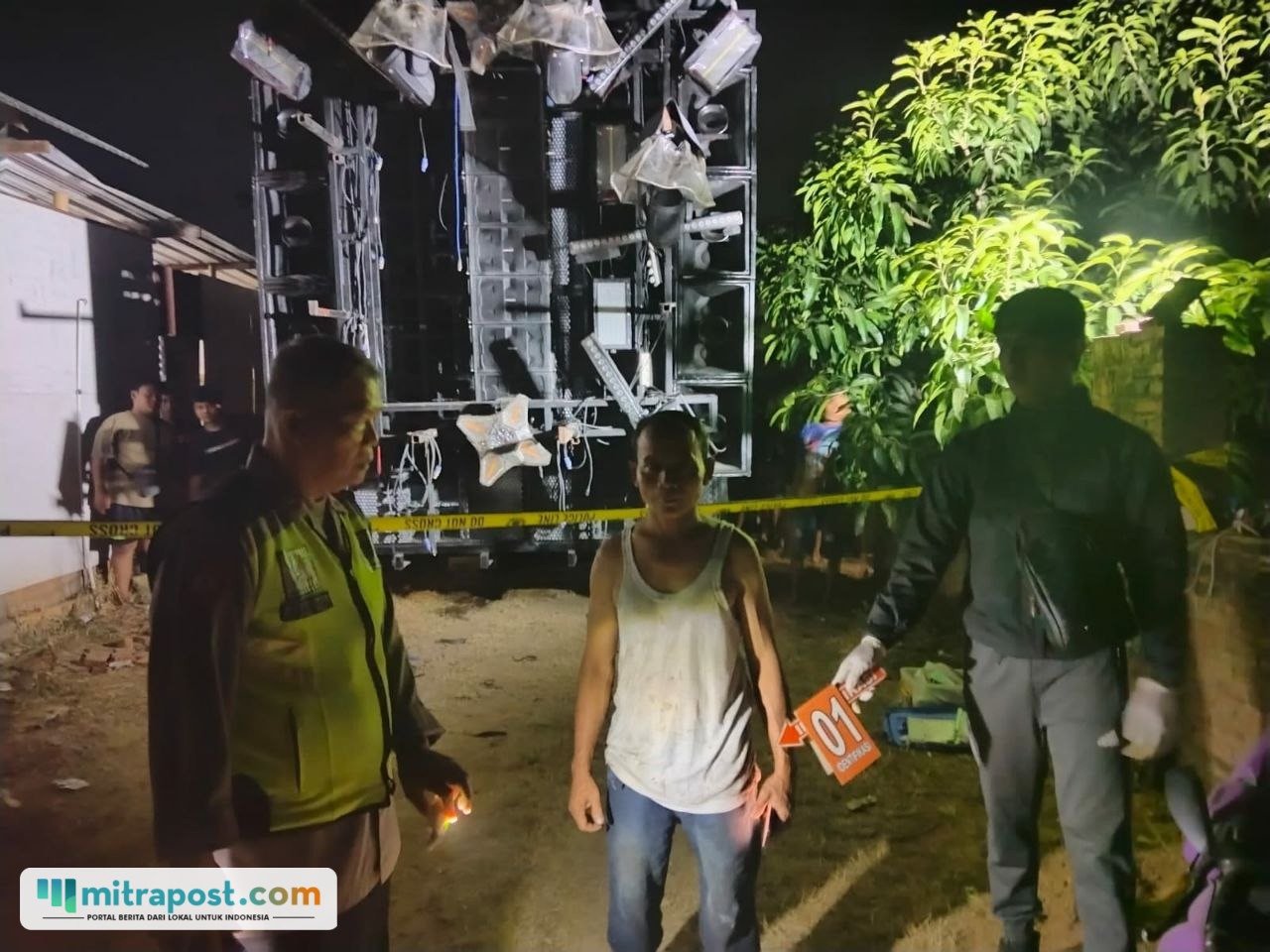 Foto: Lokasi kebakaran genset sound horeg di Pasucen, Trangkil, Pati/humas Polresta Pati