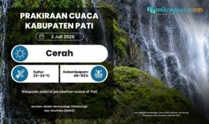 Tidak Ada Potensi Hujan, Cuaca di Pati Esok Hari Diprediksi Berawan