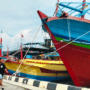 Foto : Kapal nelayan terparkir di muara sungai Juwana tepat Desa Bendar, Kecamatan Juwana, belum lama ini. (Sumber. Mitrapost.com/ Ilham)
